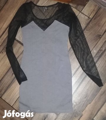 Tüllős szürke testhez álló ruha, H&M, Xxs-XS