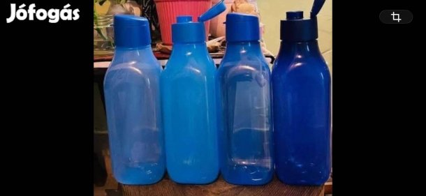 Tupperware Öko palack 1l sportkupakos szögletes kék Új