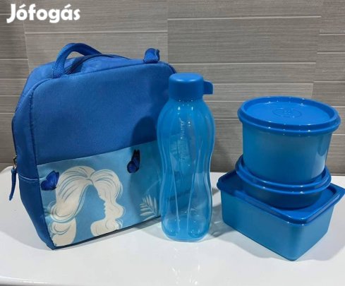Tupperware álomszép női motívumok kék ételhordó szett Új