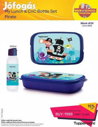 Tupperware kalózos uzsidoboz szett palackkal Új