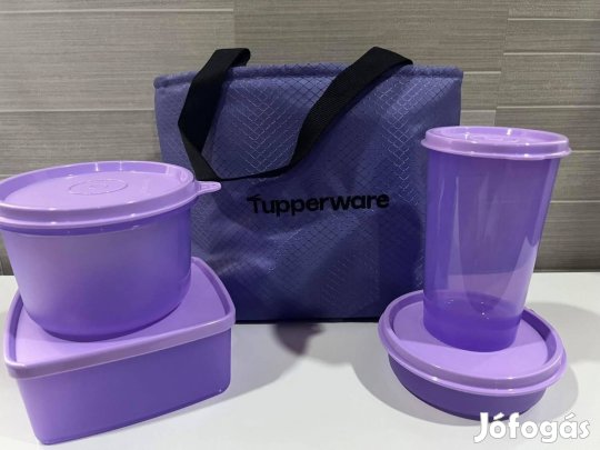 Tupperware lila ételhordó szett hőtartós táskával Új