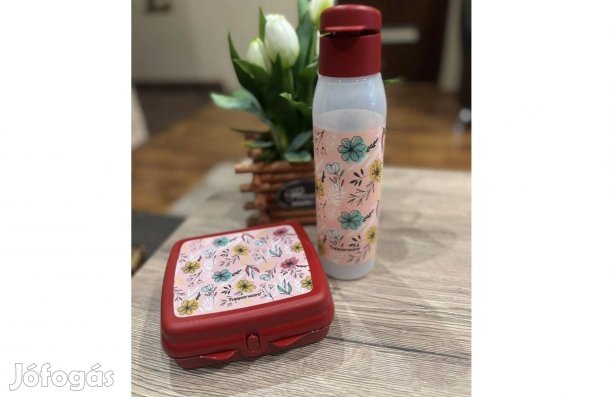 Tupperware virágos palack és szendvicses szett Új