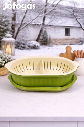 Tupperware zöld ovális tálalómester 2,5l Új