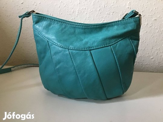 Türkiz, műbőr kistáska, retikül 25 cm x 22 cm