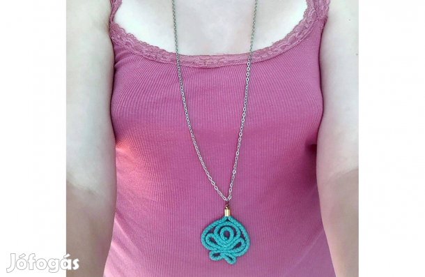 Türkíz folk tulipános nyaklánc