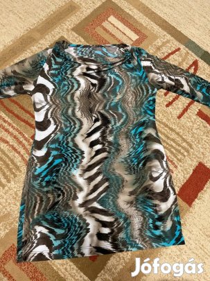 Türkiz kámzsa nyakú tunika, miniruha, L