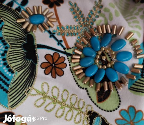 Türkiz köves pamut női felső