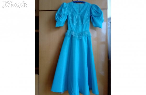 Türkiz színű selyem ruha 38 méret