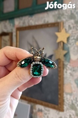 Türkiz zöld méhecske bross