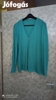 Türkizzöld kötött női, nagy méretű kardigán
