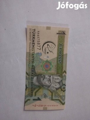 Türkmén manat, 1 manat bankjegy, 2017. UNC