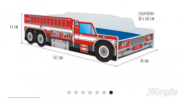 Tűzoltó ágy 80×160 vadonatúj, kókusz matraccal
