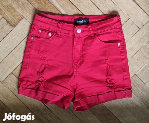 Tűzpiros farmer rövid nadrág 