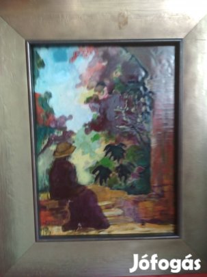 Tűzzománc 1l4x20 cm + Keret Fehér Margit Eredeti Hibátlan