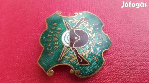 Tűzzománcos Lövész jelvény A Monarchia idejéből ritka szép db