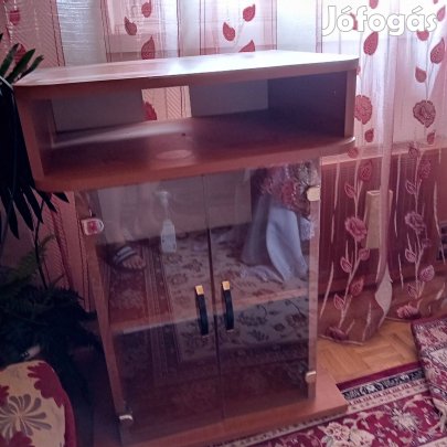 Tv állvány elegáns, üveg ajtóval