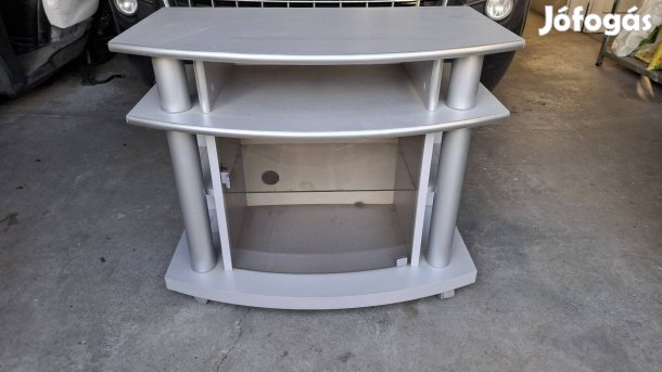 Tv állvány üveg belső polccal és ajtóval