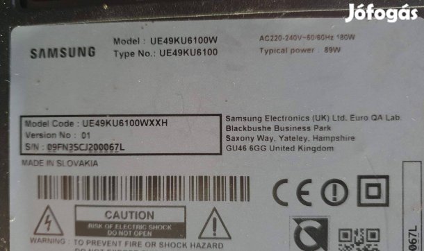 UE49KU6100 Samsung tv tápegység panel eladó