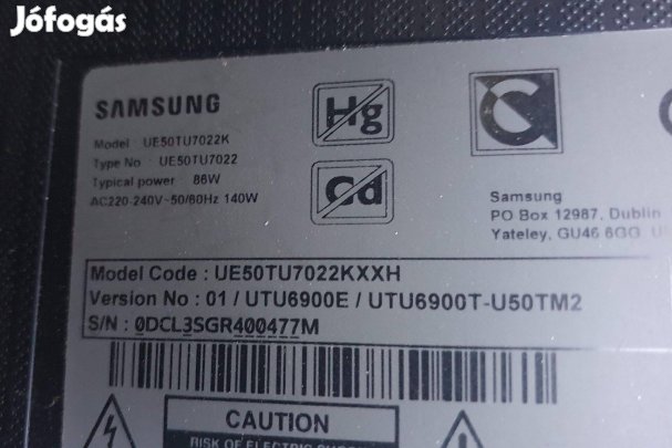 UE50TU7022K Samsung UHD LED tv mainboard alkatrésznek UE50TU7022