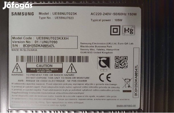 UE55NU7023K 4K Smart LED tv panelek alkatrésznek UE55NU7023