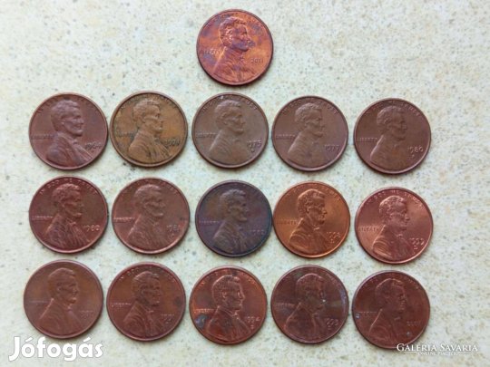 USA 16 db Különböző Érme 1 Cent Lincoln Cent 1964-2011