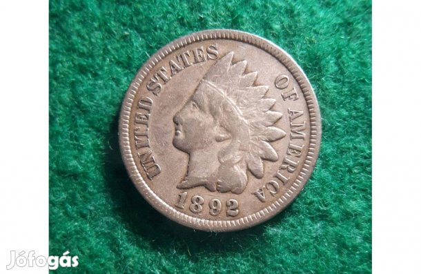 USA 1 cent 1892 Indiánfejes