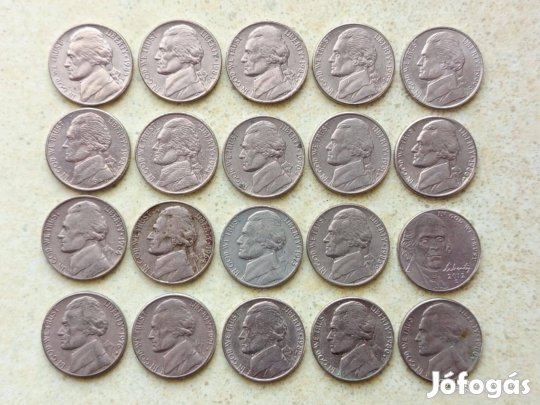 USA 20 db Különböző Érme 5 Cents Jefferson Nickel 1964-2012