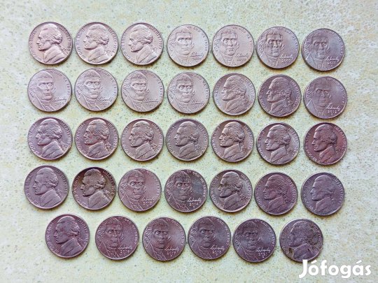 USA 34 db Különböző Érme 5 Cents Jefferson Nickel 1939-2021