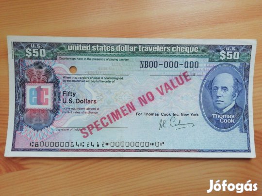 USA 50 dolláros Utazási minta csekk bankjegy