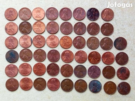 USA 52 db Különböző Érme 1 Cent Lincoln Cent 1950-2021
