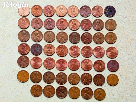 USA 53 db Különböző Érme 1 Cent Lincoln Penny 1937-2021