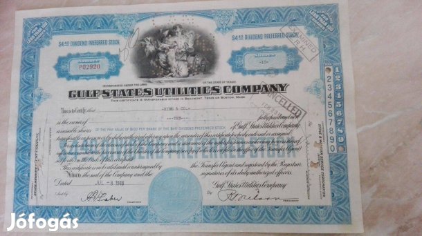 USA Texasi részvény 1948-as kiadású szép db