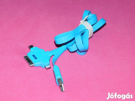 USB 3 az 1-ben töltőkábel, USB-C, Apple 30-tűs, Lightning, 1 méteres