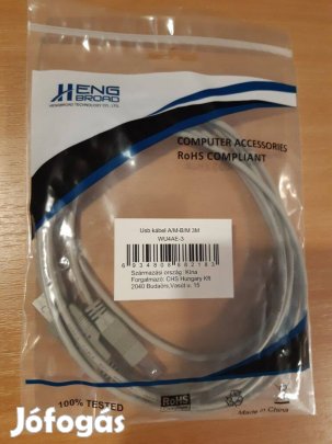 USB A-B nyomtatókábel 3 méteres, új