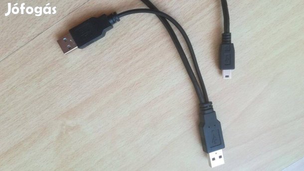 USB A - USB A + mini USB A kábel, átalakító, adapter