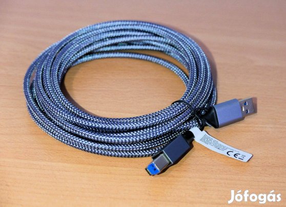 USB-A - USB-B 3.0 adatkábel, 5 méter