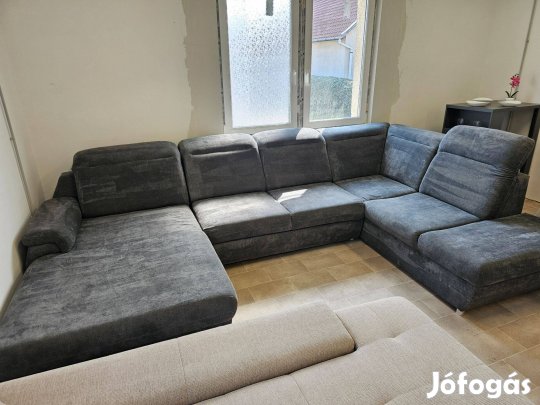 U alakú ágyazható, ágyneműtartós kanapé állítható fejtámlákkal