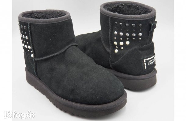 Ugg Classic Mini Pearls gyapjúbéléses bőr bokacsizma, 39 -es