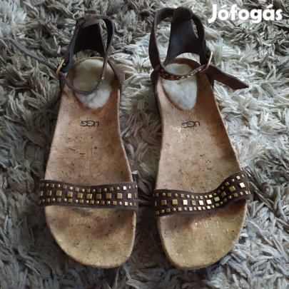 Ugg csodaszép barna köves női bőr szandál 39