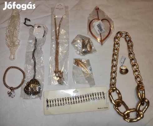 Új 10 darabos ékszer csomag - színes karkötő, nyaklánc, fülbevaló Sze