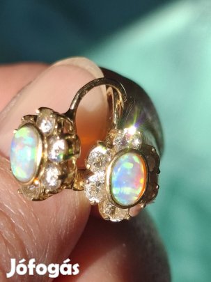 Új.14 k, mfj opál és cirkónia koves fulbevaló