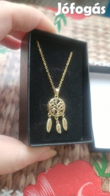 Új 18k goldplated stainless steel életfa és álom fogó nyaklánc 