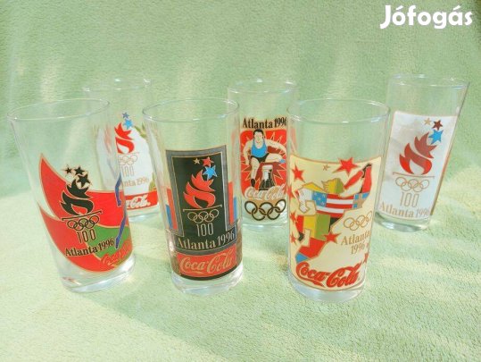 Új 1996-os Atlanta Coca Cola pohár (6 darabos kóláspohár készlet)