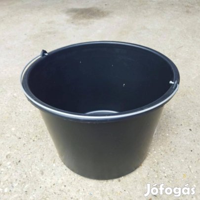 Új 20 liter műanyag vödör fém füles habarcsos kőműves keverő mércés