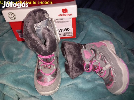 Új 21-es Elefanten vízálló gyerek csizma, lány hótaposó 14900ft
