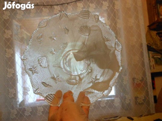 Új 21cmes kagylómintás üvegtál 1400-