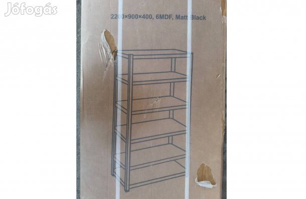 Új 220x90x40 cm Salgó Polc Lakkozott Fém Állvány Matt Fekete 1050kg 6