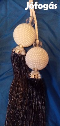 Új 2 db fehér gyöngyös függöny dekor