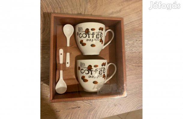 Új 2 db os kávés csésze kanállal kávéscsésze coffee bögre