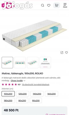 Új 2 db táska rugós 7zónás 100x200cm matrac